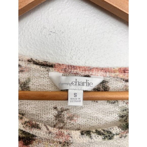 Charming Charlie Floral Print Lightweight Sweater Top S Cottage Coquette Dainty - Picture 6 of 7